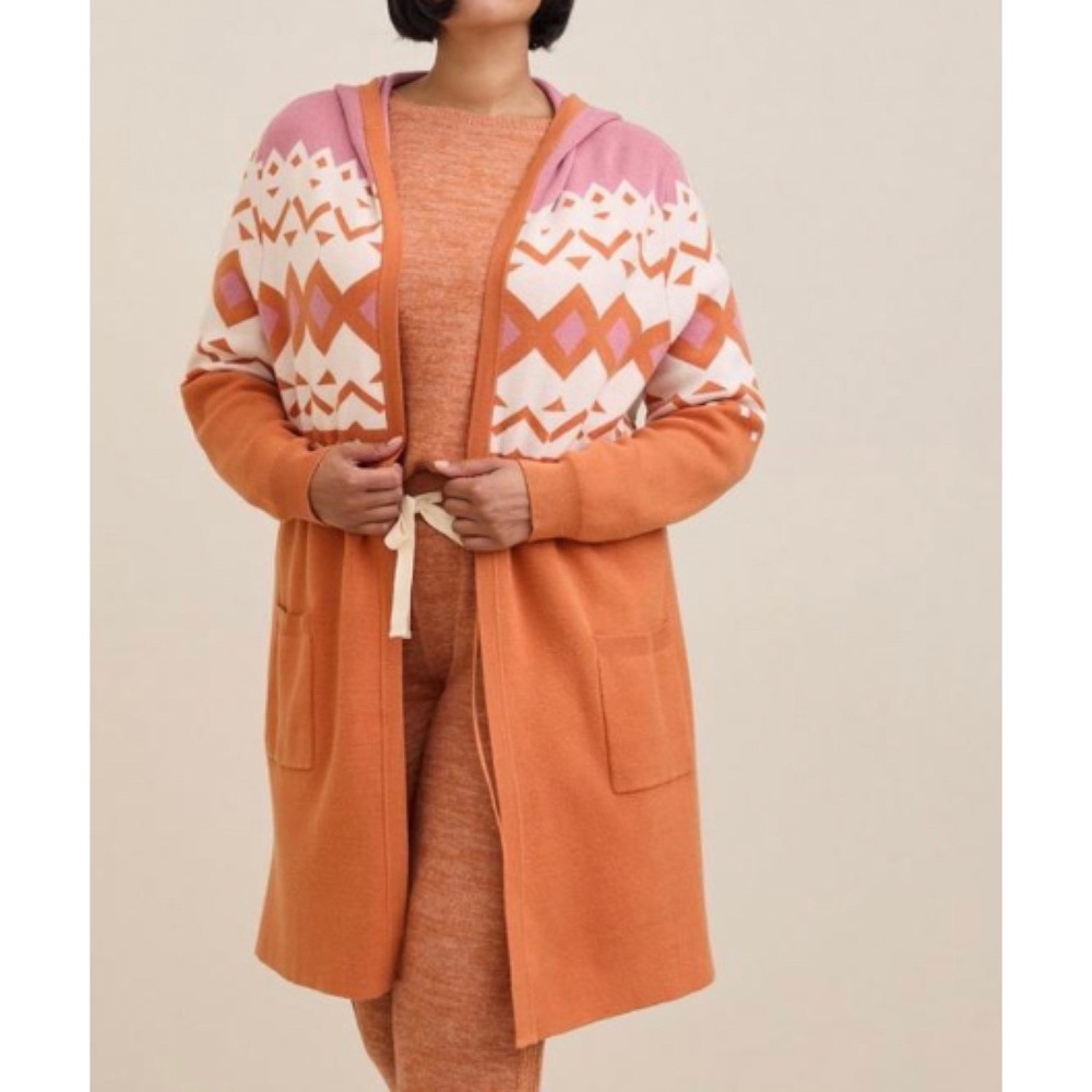 🆕 Plush Anorak Hooded Cinch Waist Sweater 3/3X 22 24 NWT Torrid New Orange Pink